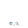 Petite Chatelaine® Pavé Bezel Stud Earrings with Blue Topaz and Diamonds