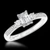 Petite Memoire Emerald StoneThree Stone 0.20ct F VS Diamond Platinum Ring
