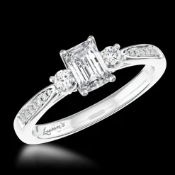 Petite Memoire Emerald StoneThree Stone 0.20ct G SI Diamond Platinum Ring