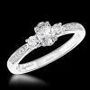 Petite Memoire Oval StoneThree Stone 0.20ct Diamond Platinum Ring