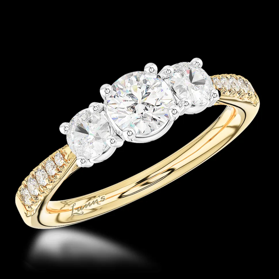 Petite Skye Classic Three Stone 0.20ct E SI Diamond Yellow Gold/Platinum Ring