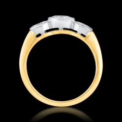 Pre-Owned Three Stone 0.81ct G S1 Diamond Yellow Gold Ring