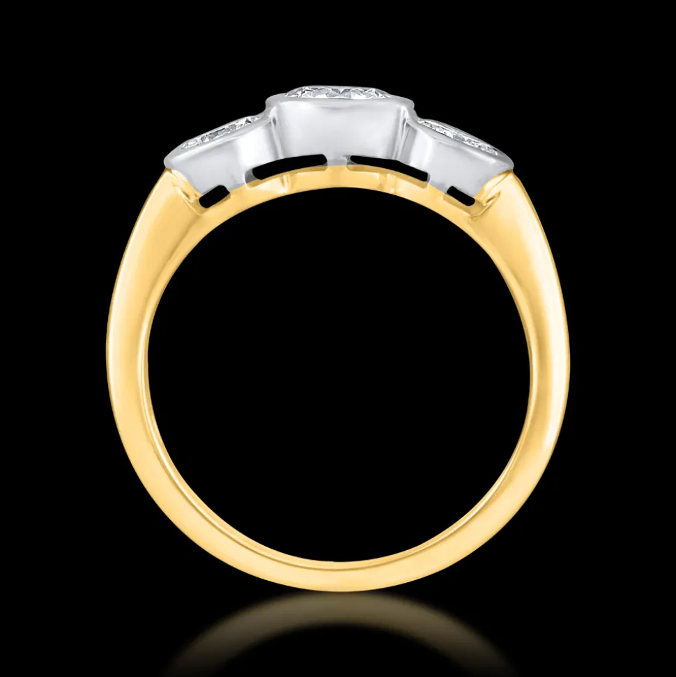Pre-Owned Three Stone 0.81ct G S1 Diamond Yellow Gold Ring