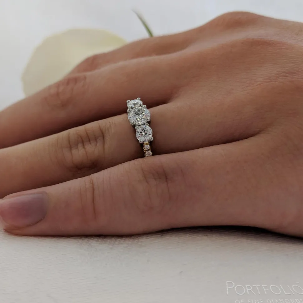 Skye Classic Three Stone 0.40ct F VS2 Diamond Yellow Gold/Platinum Ring