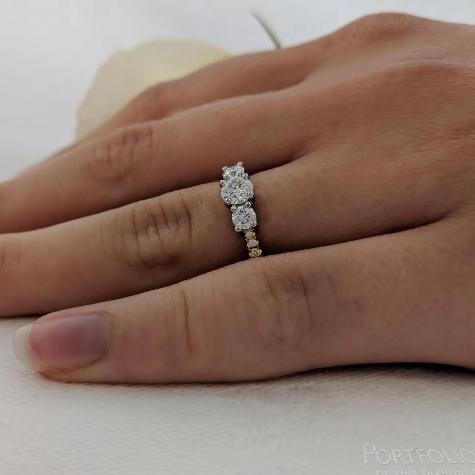 Skye Classic Three Stone 0.30ct G SI1 Diamond Yellow Gold/Platinum Ring