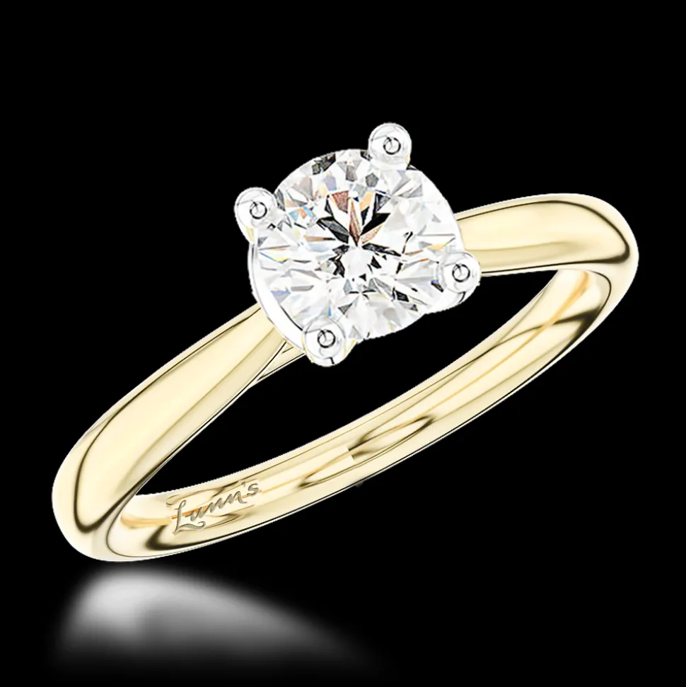 Solitaire 0.90ct E SI1 Diamond Yellow Gold/Platinum Ring