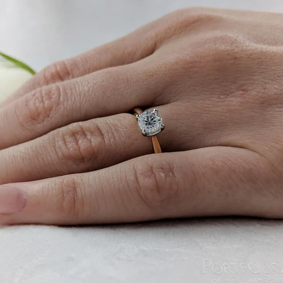 Solitaire 0.70ct F VS2 Diamond Rose Gold/Platinum Ring
