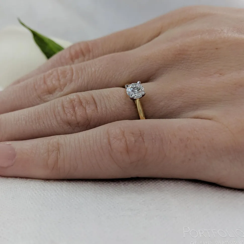 Solitaire 0.41ct F VS2 Diamond Yellow Gold/Platinum Ring