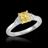 Solitaire 1.09ct Yellow Sapphire and Diamond White gold Ring