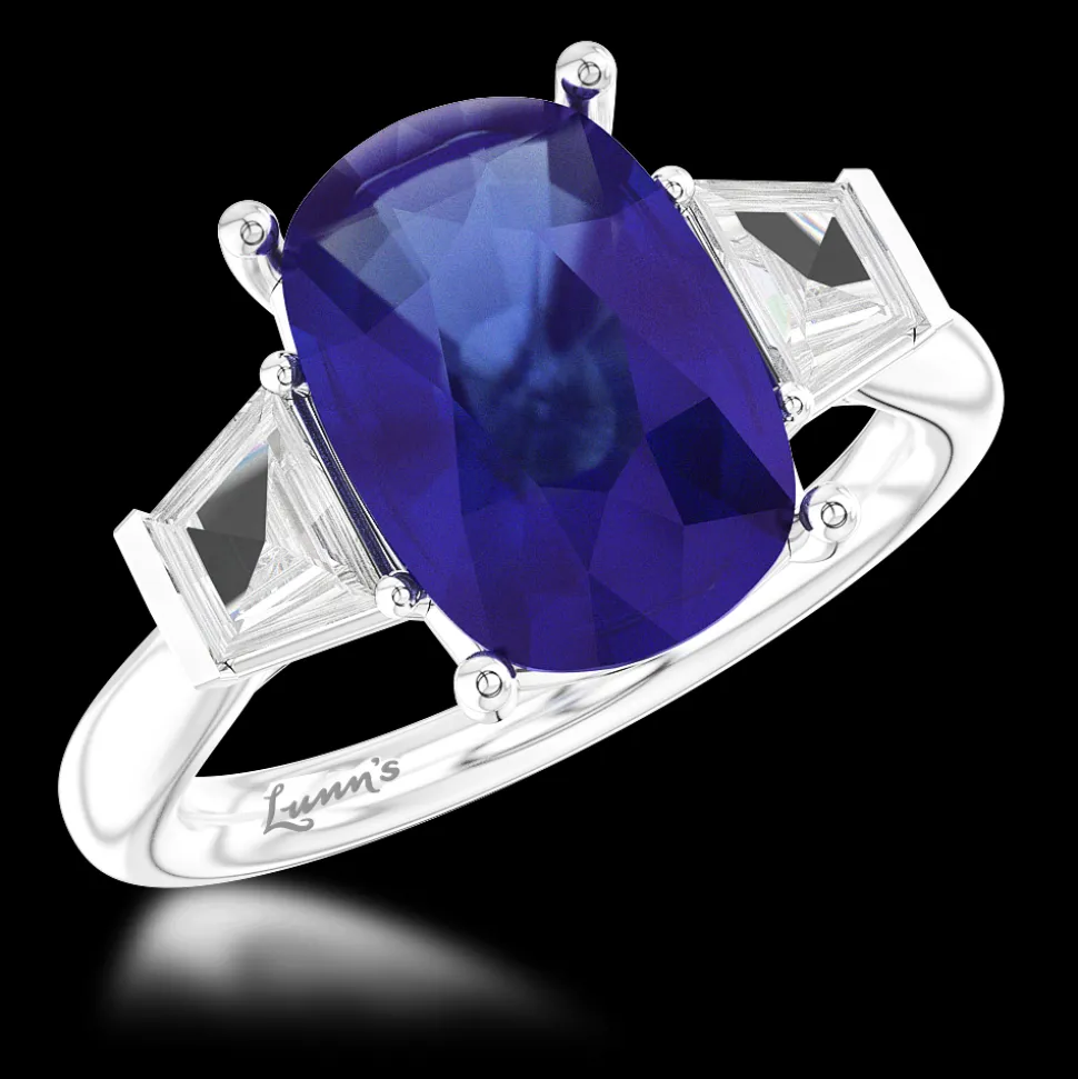 Three Stone 3.02ct Cornflour Blue Sapphire Platinum Ring