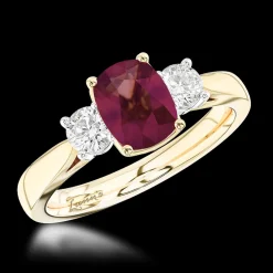 Three Stone 1.57ct Diamond Yellow Gold/Platinum Ring
