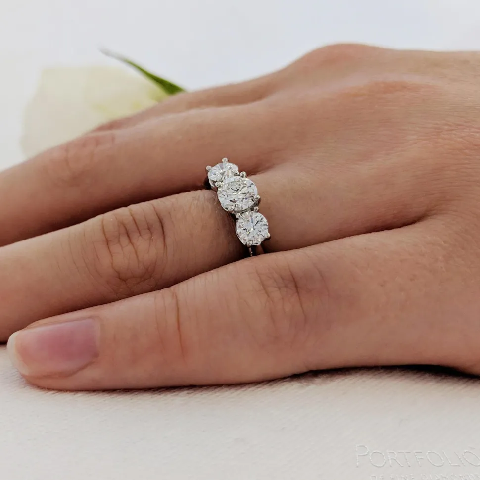 Three Stone 0.41ct E SI1 Diamond Platinum Ring