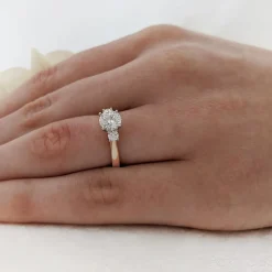 Three Stone 0.82ct E SI2 Diamond Rose Gold/Platinum Ring