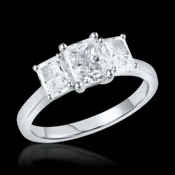 Three Stone 0.90ct E VS1 Diamond Platinum Ring