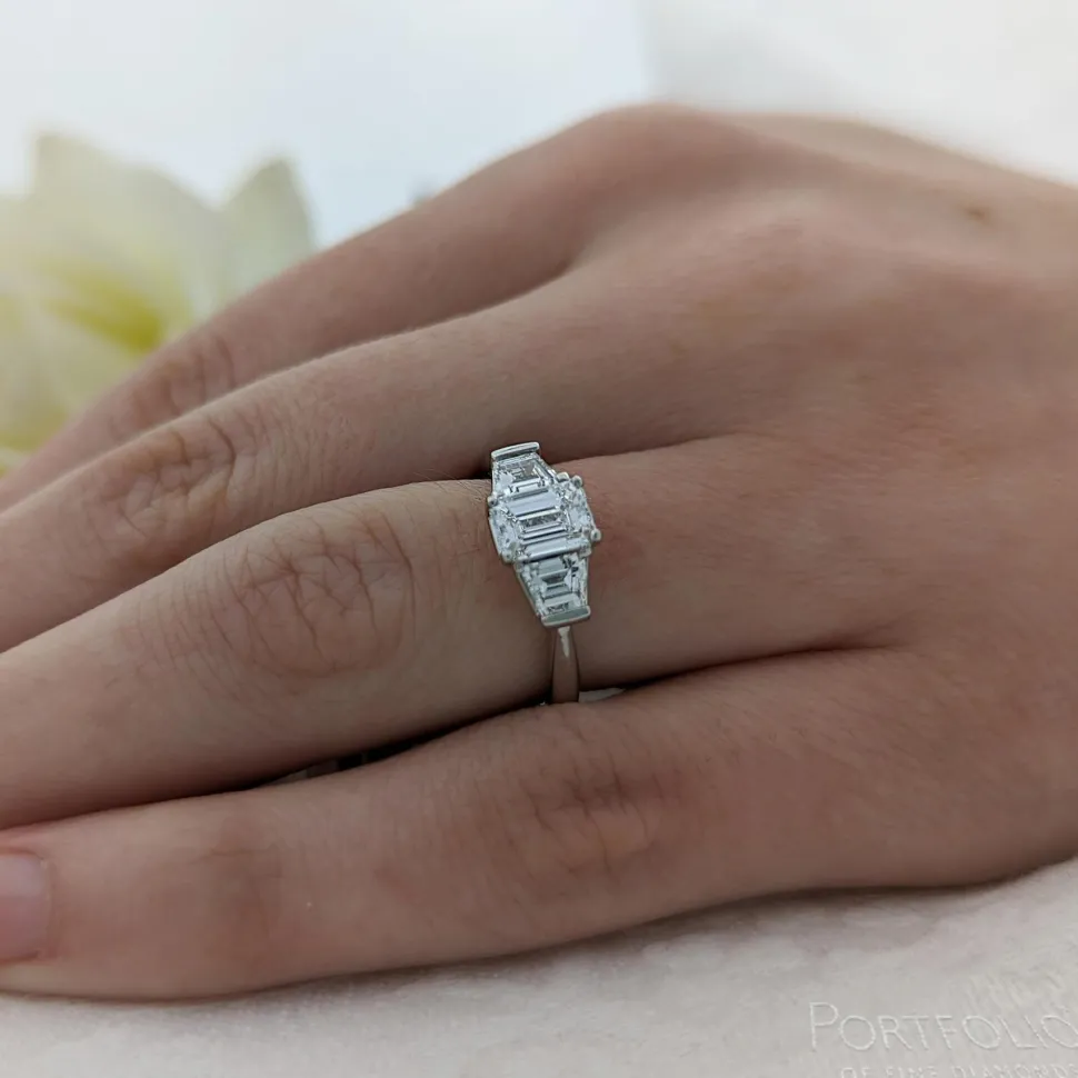 Three Stone 0.90ct E VS2 Diamond Platinum Ring