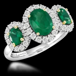 Three Stone 1.83ct Emerald Platinum/Yellow Gold Ring