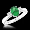 Three Stone 0.96ct Emerald Platinum Ring