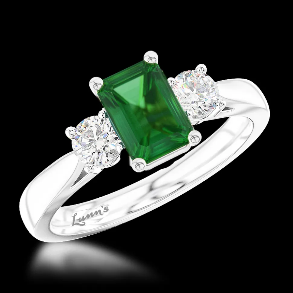 Three Stone 0.69ct Emerald Platinum Ring