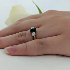 Three Stone 0.69ct Emerald Platinum Ring