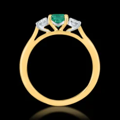 Three Stone 0.59ct Emerald Yellow Gold Ring