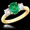 Three Stone 1.12ct Emerald Yellow Gold/Platinum Ring