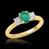Three Stone 0.48ct Emerald Yellow Gold Ring