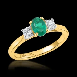 Three Stone 0.48ct Emerald Yellow Gold Ring