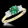 Three Stone 0.90ct Emerald Yellow Gold/Platinum Ring