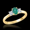 Three Stone 0.44ct Emerald Yellow Gold Ring
