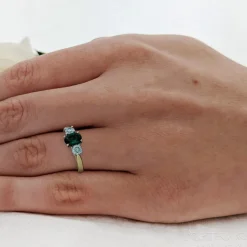 Three Stone 1.18ct Emerald Yellow Gold/Platinum Ring