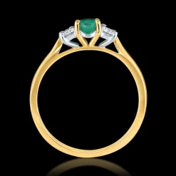 Three Stone 0.44ct Emerald Yellow Gold Ring