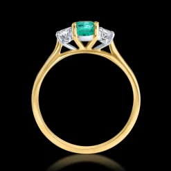 Three Stone 0.74ct Emerald Yellow Gold Ring