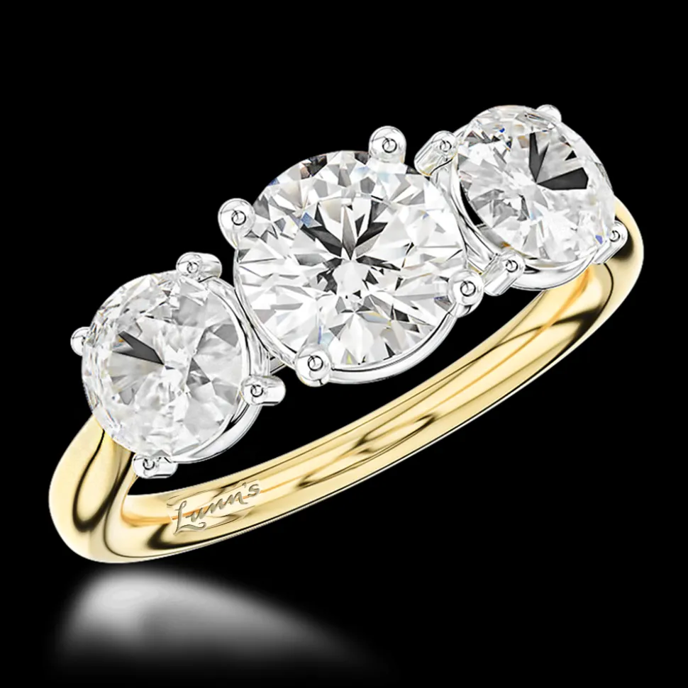 Three Stone 1.00ct F SI1 Diamond Yellow Gold/Platinum Ring