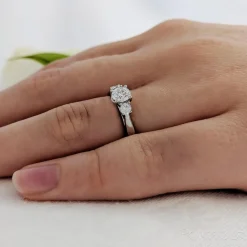 Three Stone 0.50ct F SI1 Diamond Platinum Ring