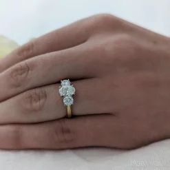 Three Stone 0.90ct F SI1 Diamond Yellow Gold/Platinum Ring