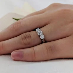 Three Stone 0.31ct F SI1 Diamond Platinum Ring