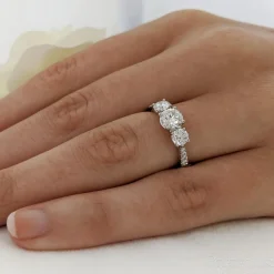 Three Stone 0.80ct F SI1 Diamond Platinum Ring