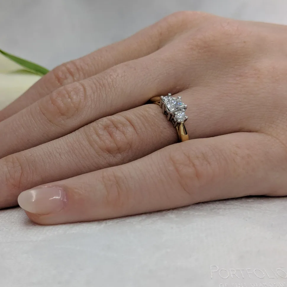 Three Stone 0.30ct F SI1 Diamond Yellow Gold/Platinum Ring