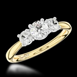Three Stone 0.40ct F VS2 Diamond Yellow Gold/Platinum Ring