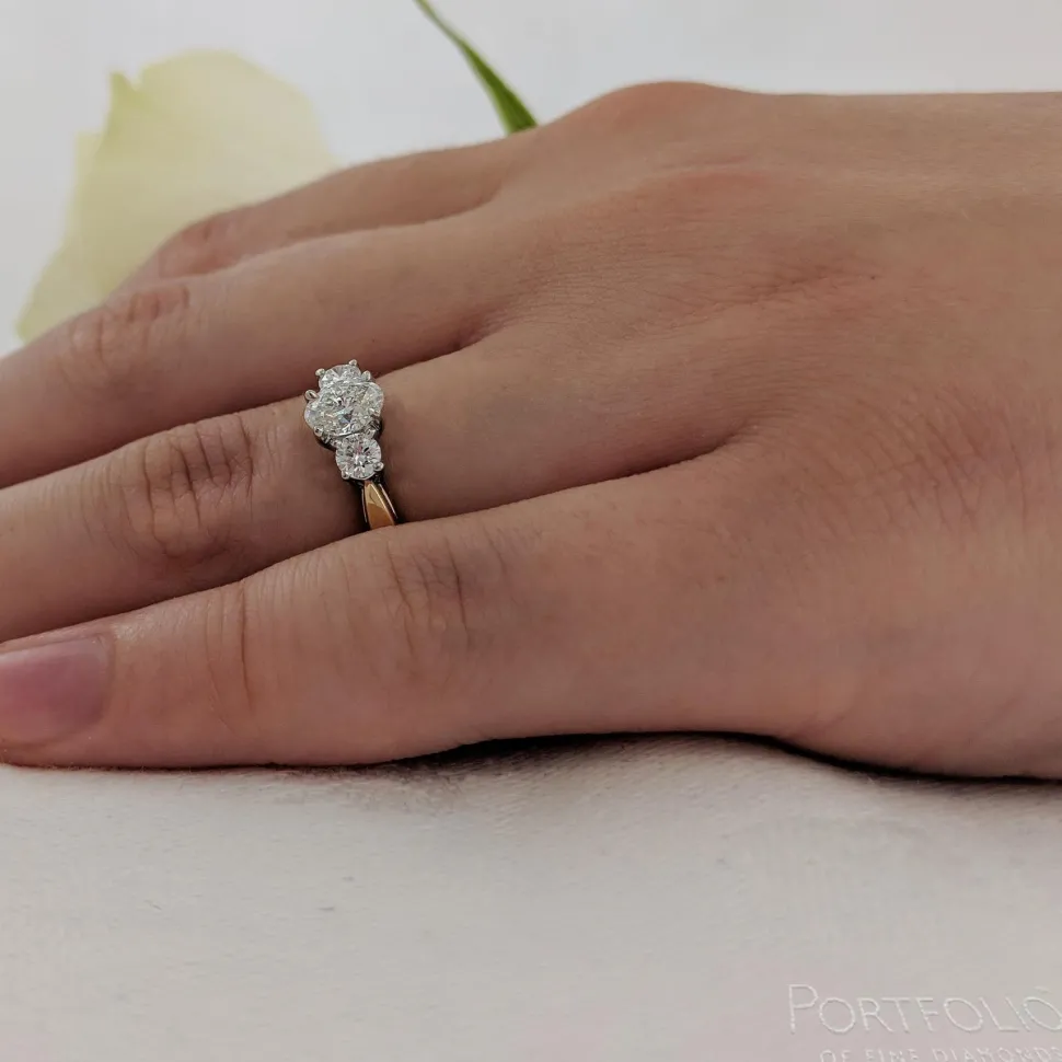 Three Stone 0.42ct F VVS2 Diamond Yellow Gold/Platinum Ring