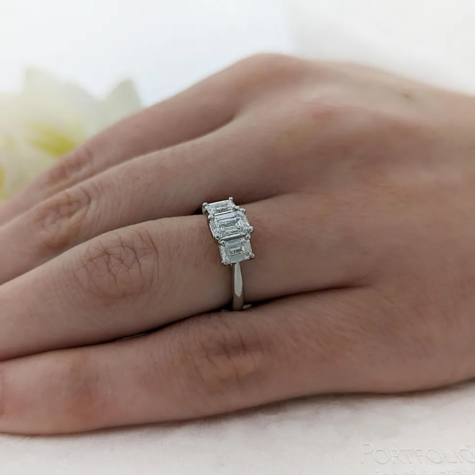 Three Stone 0.70ct F VVS1 Diamond Platinum Ring