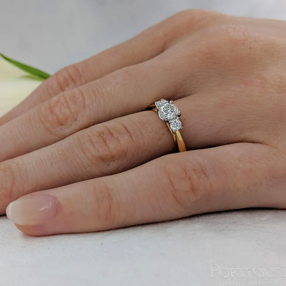 Three Stone 0.50ct G SI1 Diamond Yellow Gold/Platinum Ring