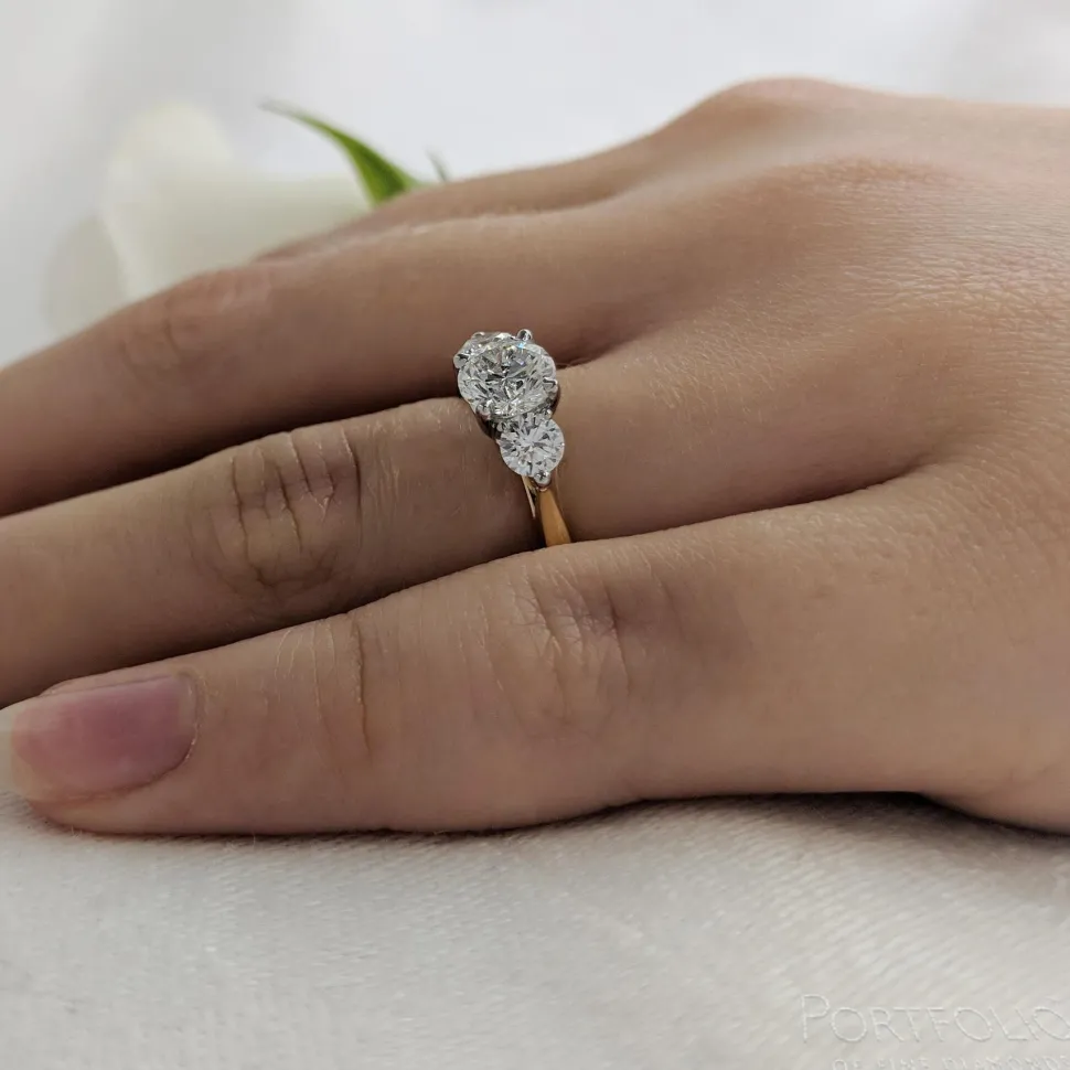 Three Stone 0.60ct G SI1 Diamond Yellow Gold/Platinum Ring