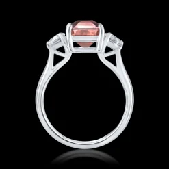 Three Stone 3.57ct Pink Tourmaline Platinum Ring