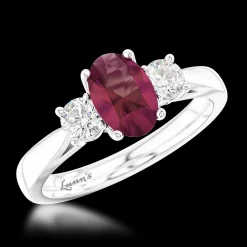Three Stone 0.58ct Ruby Platinum Ring
