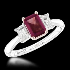 Three Stone 0.73ct Ruby Platinum Ring