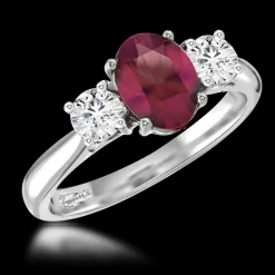 Three Stone 2.26ct Ruby Platinum Ring