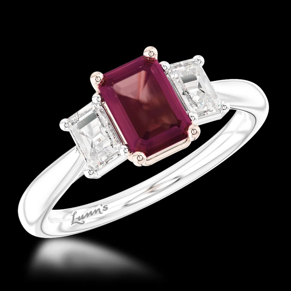 Three Stone 0.73ct Ruby Platinum Ring