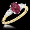 Three Stone 1.44ct Ruby Yellow Gold/Platinum Ring