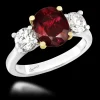 Three Stone 2.09ct Ruby Yellow Gold/Platinum Ring